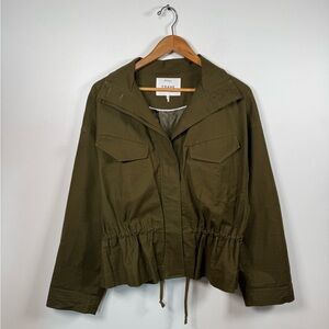 FRAME Canvas Peplum Utility Chore Jacket in Forrest Green Small